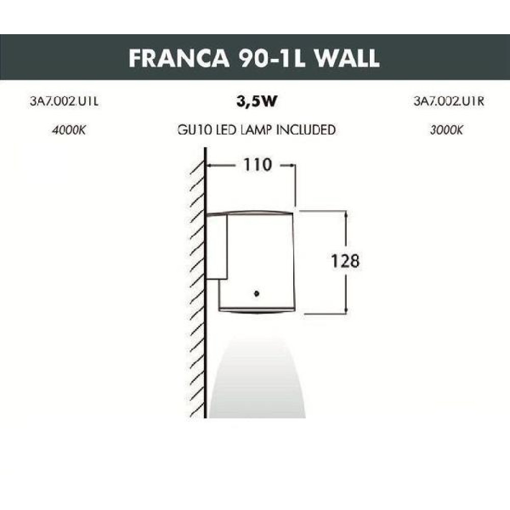 Настенный светильник уличный Franca 90 3A7.002.000.LXU1L